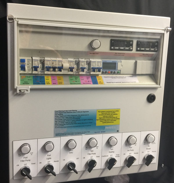 Combined swimming pool and control panels