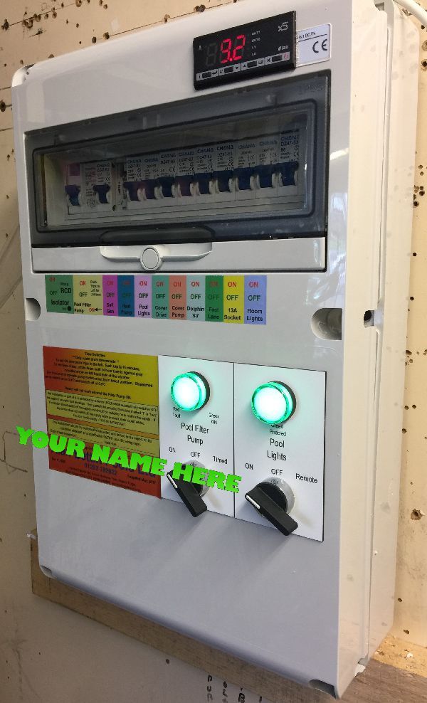 Electair interior of swimming pool and spa control panel