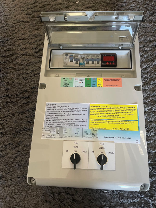 Single phase electrical control panel in plastic