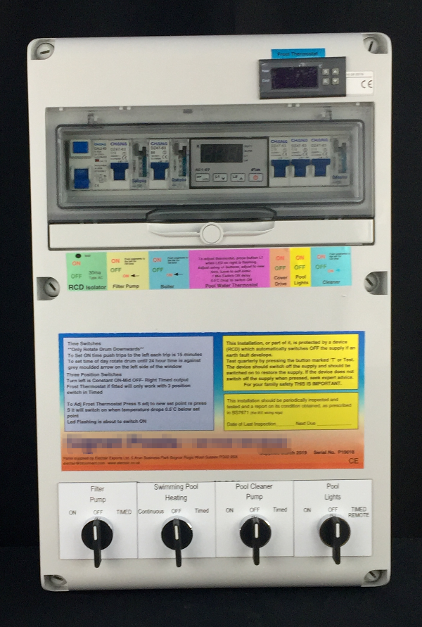 Electair Exports swimming pool control panel